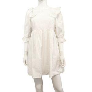 Moodie Women White Ruffle Sleeve Babydoll Dress Size M